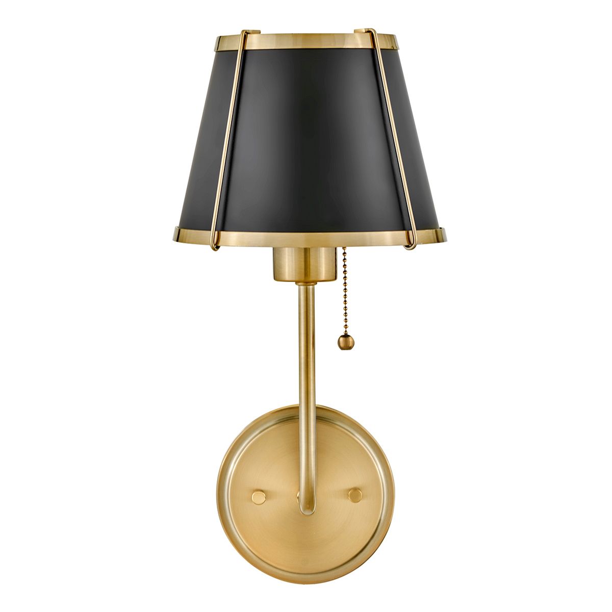 Hinkley Clarke Brass Wall Light with Pull switch & Black Shade