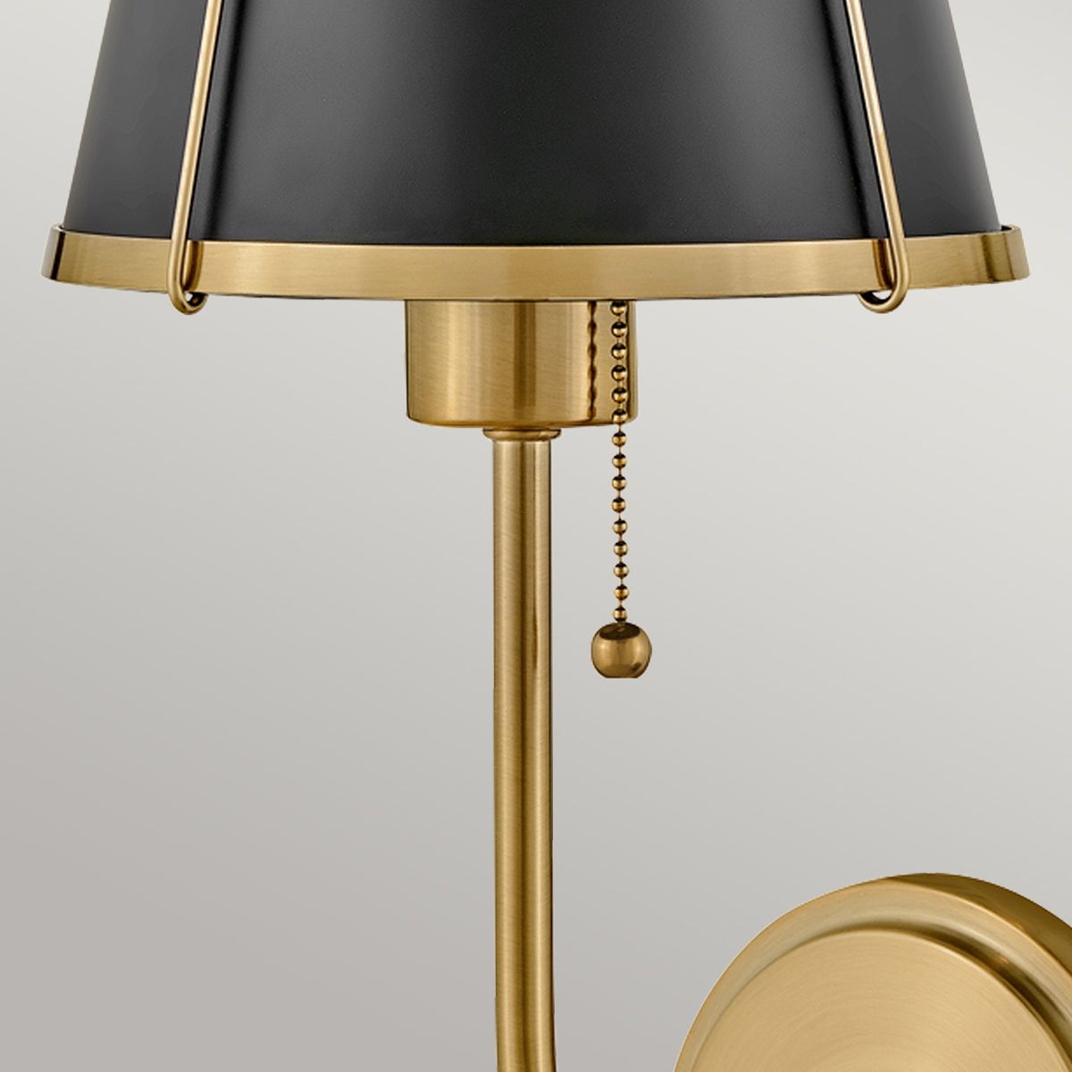 Hinkley Clarke Brass Wall Light with Pull switch & Black Shade