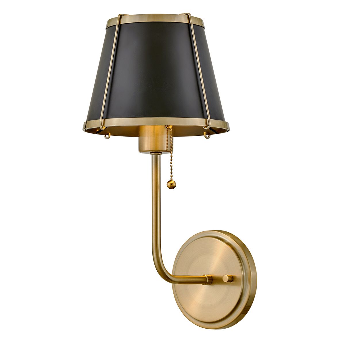 Hinkley Clarke Brass Wall Light with Pull switch & Black Shade