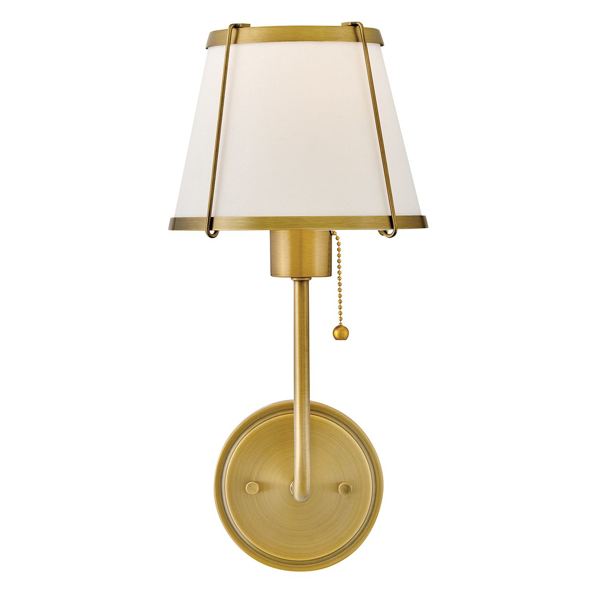 Hinkley Clarke Brass Wall Light with Pull switch & Ivory Shade