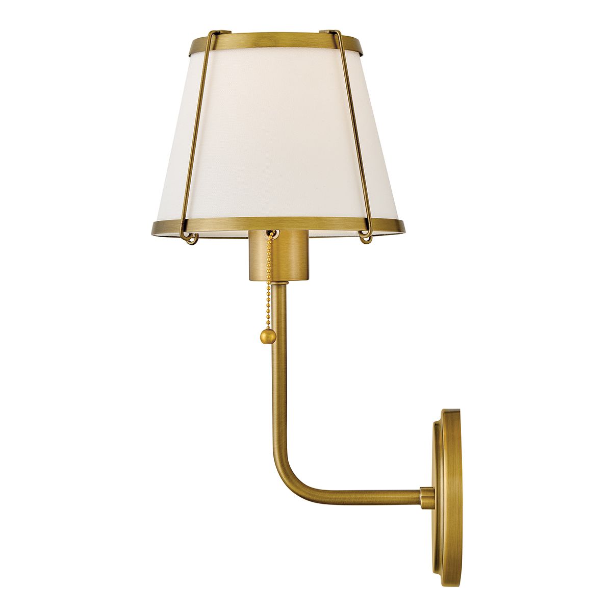 Hinkley Clarke Brass Wall Light with Pull switch & Ivory Shade