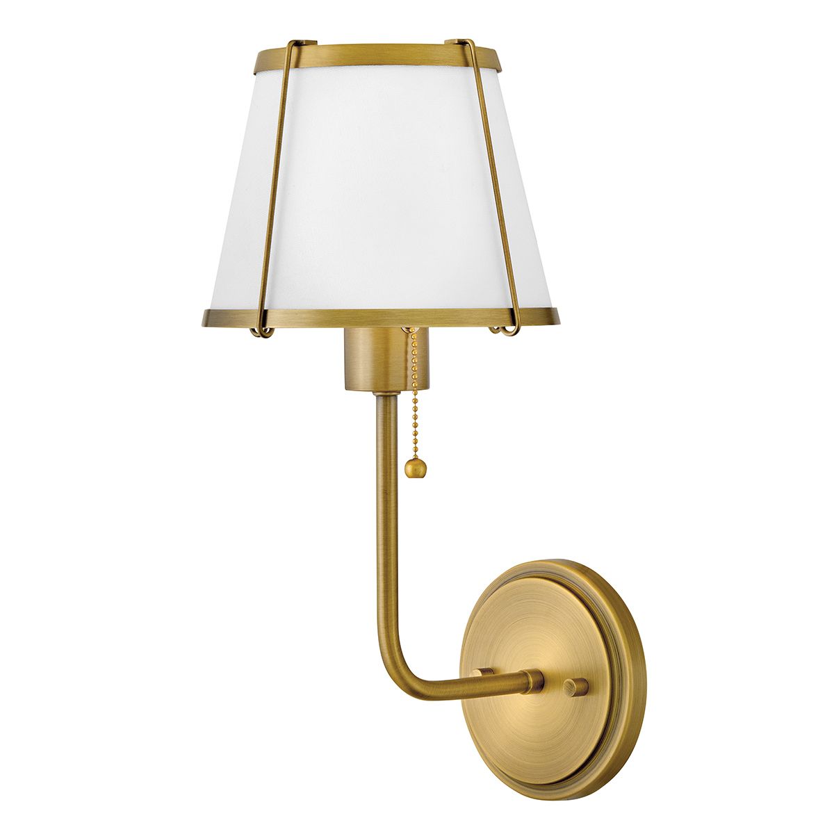 Hinkley Clarke Brass Wall Light with Pull switch & Ivory Shade