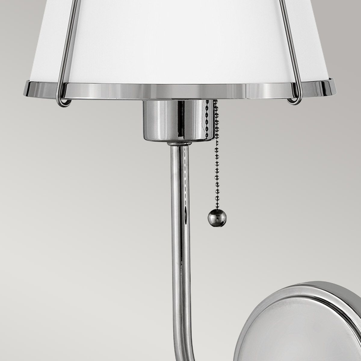 Hinkley Clarke Polished Nickel Wall Light with Pull switch & White Shade