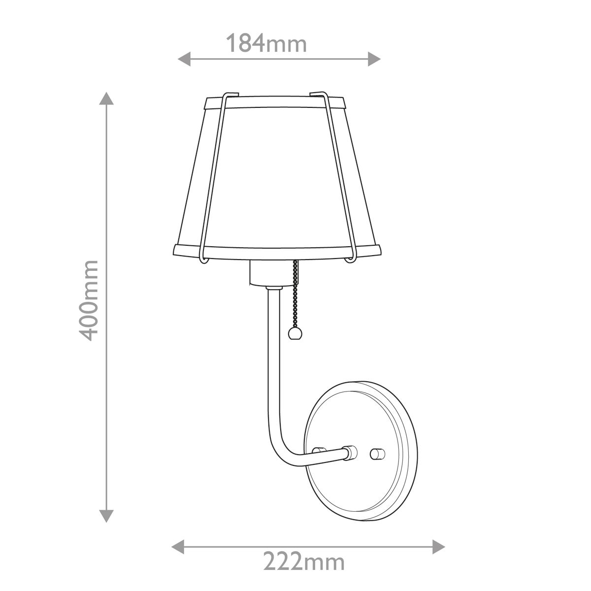 Hinkley Clarke Polished Nickel Wall Light with Pull switch & White Shade