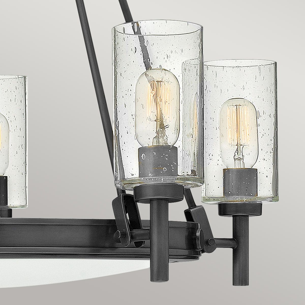 Collier 5 Light Black Chandelier with Seeded Glass Shades