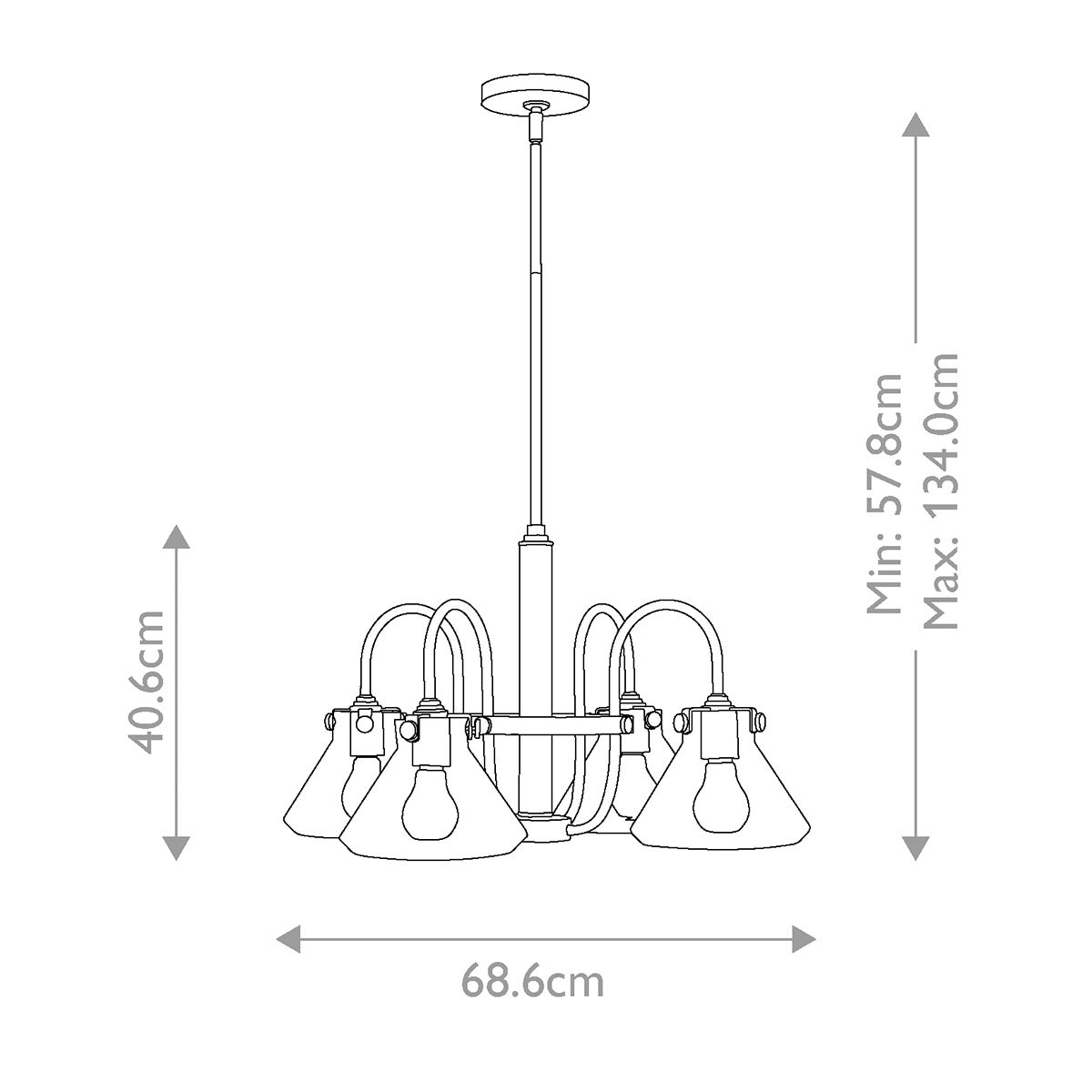 Hinkley Congress Chrome Chandelier - 4 Light Glass Shades