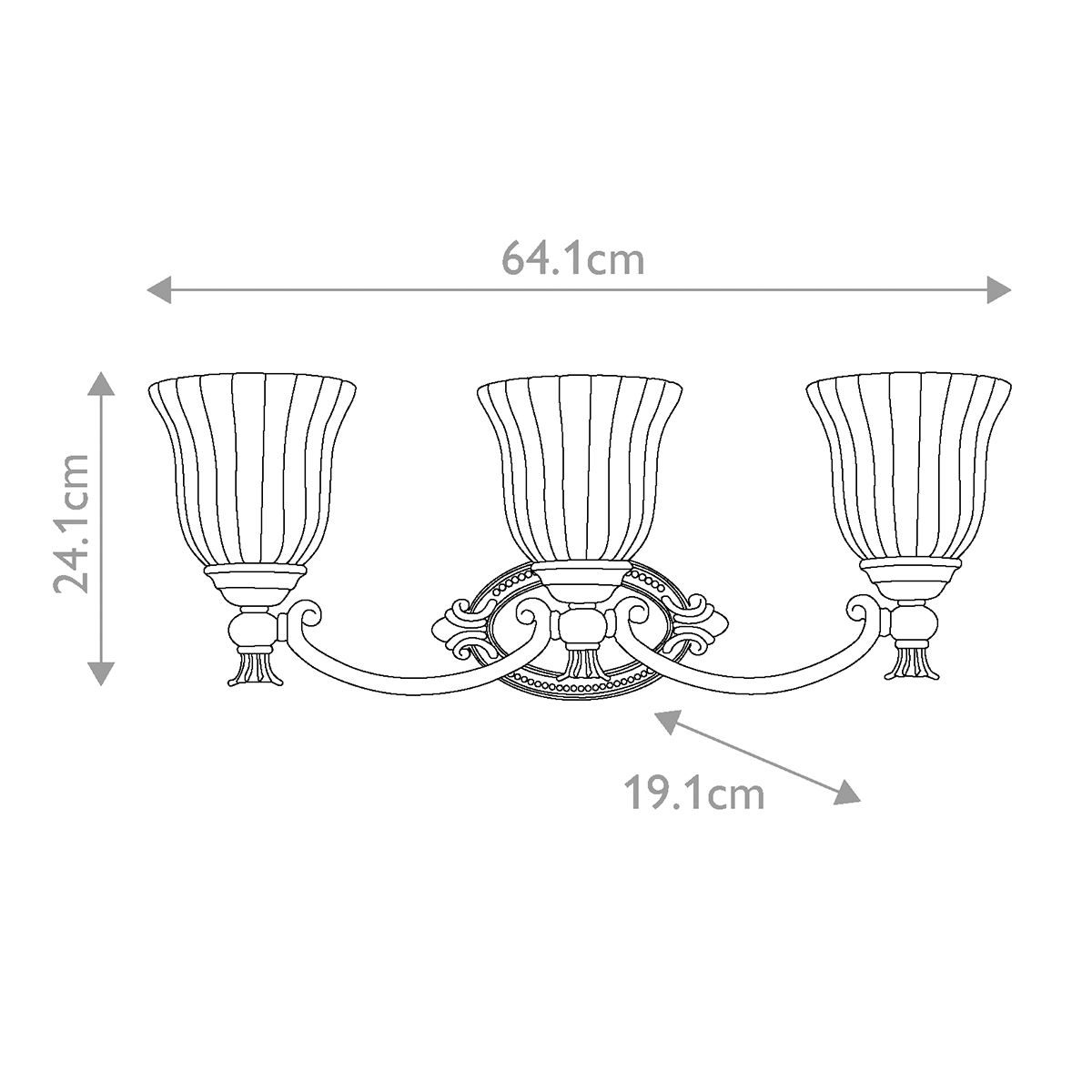 Hinkley Francoise Solid Brass 3 Light Bathroom Wall Light