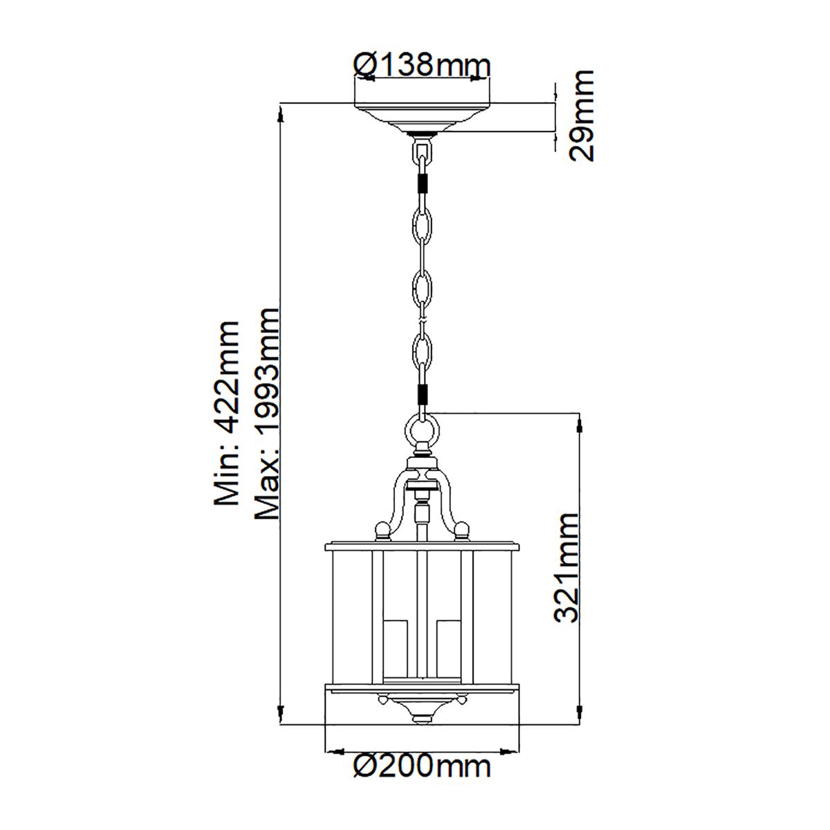 Hinkley Gentry Polished Brass Small 3 Light Ceiling Lantern