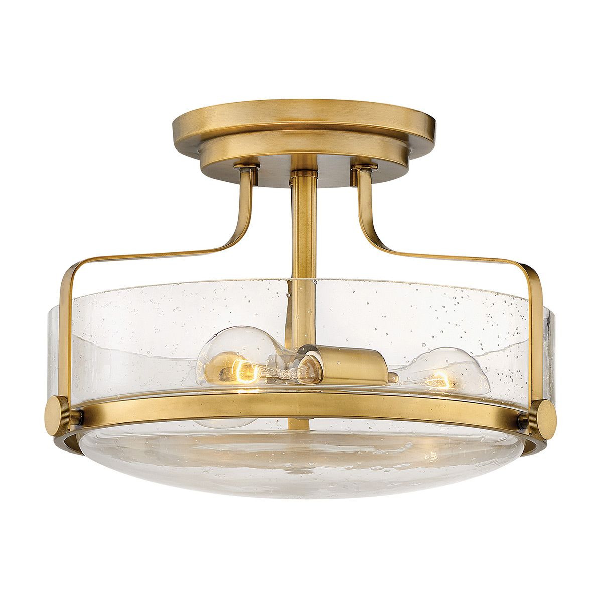 Harper 3 Light Brass Small Semi-Flush Ceiling Light