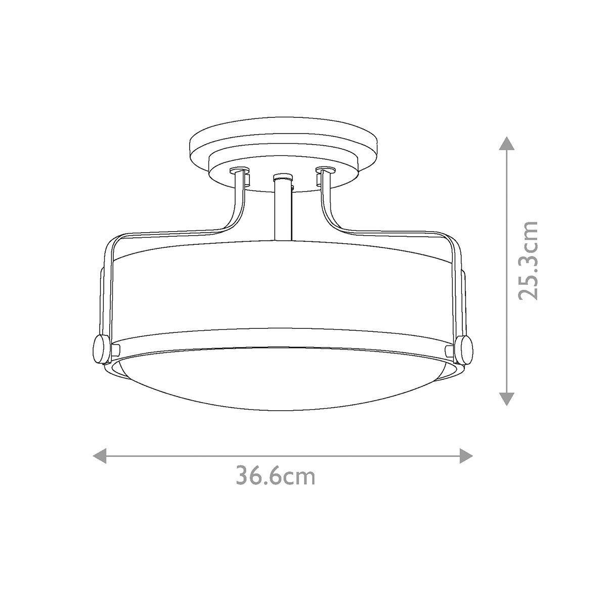 Harper 3 Light Brass Small Semi-Flush Ceiling Light