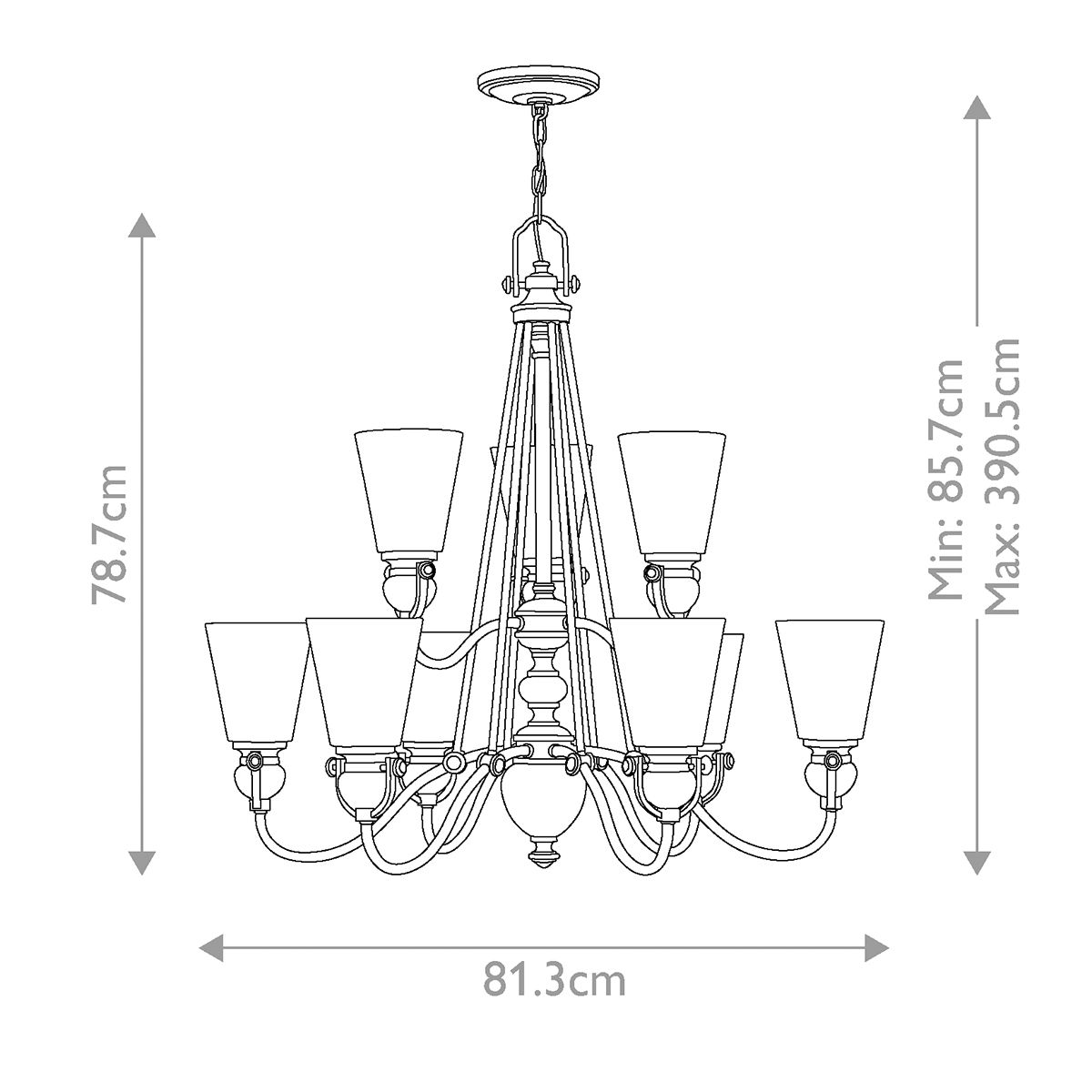 Hinkley Mayflower Bronze 9 Light Chandelier Art Deco