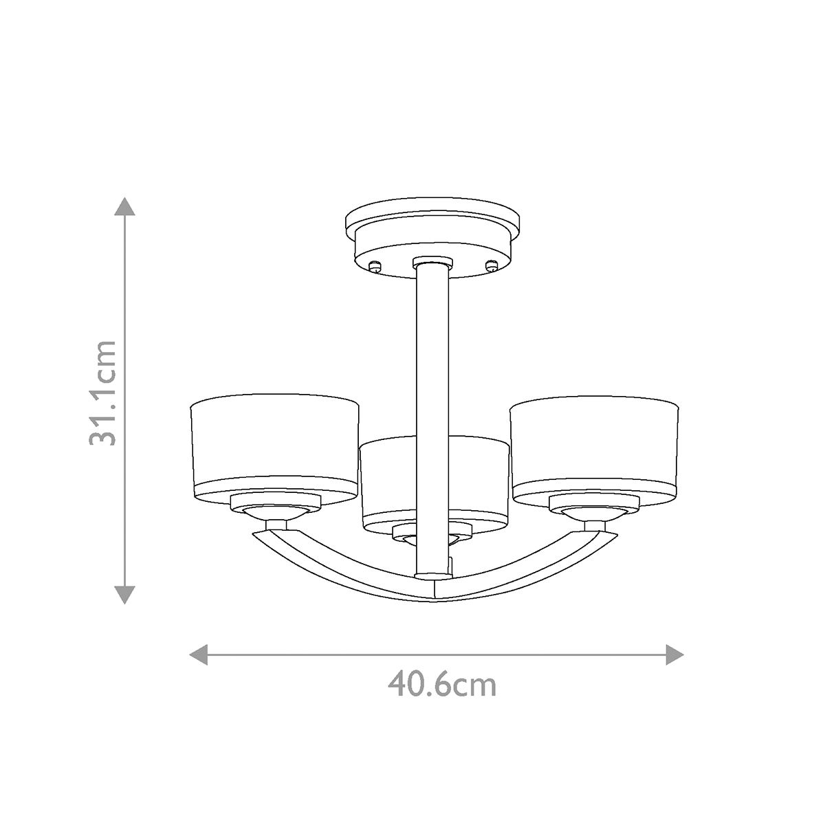 Hinkley Meridian 3 Light Chrome Bathroom Ceiling Semi-flush