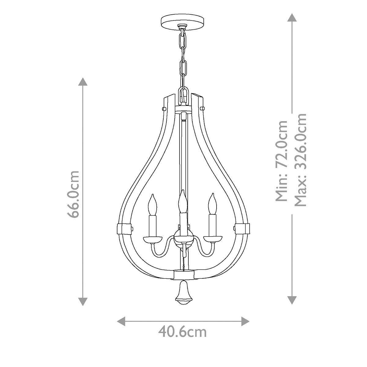 Hinkley Middlefield 3 Light Distressed Wood Chandelier
