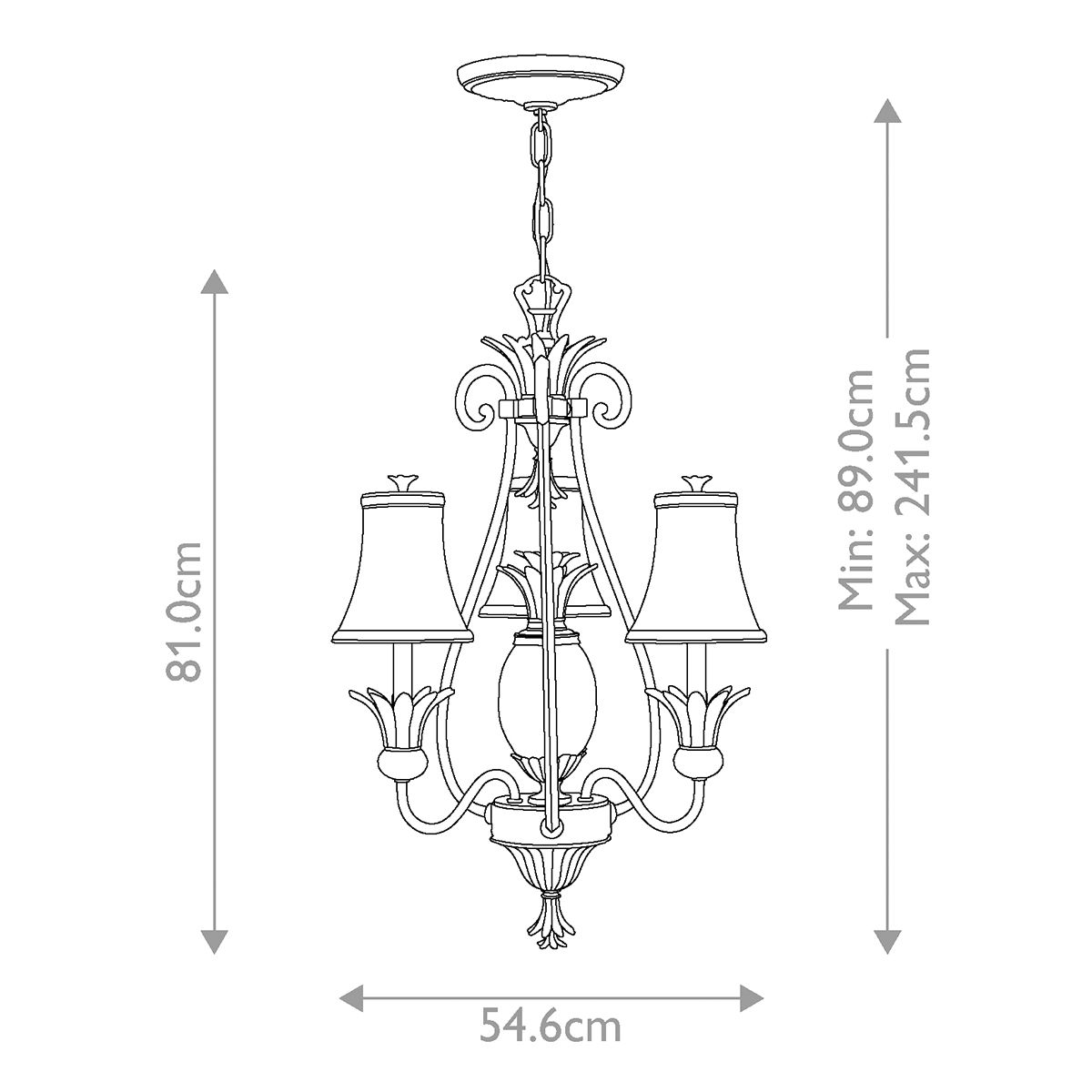 Hinkley Plantation Polished Antique Nickel 3 Light Chandelier