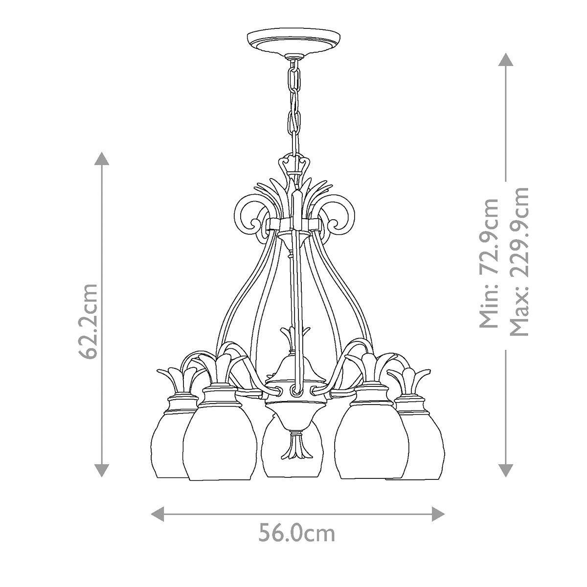 Hinkley Plantation 5 Light Brass Chandelier - Pineapple Shades