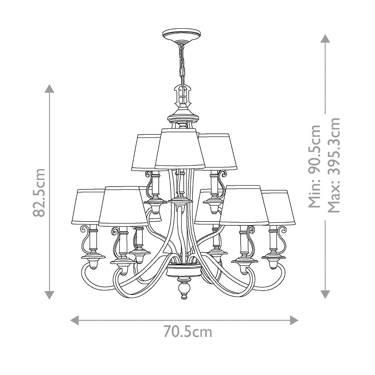 Hinkley Plymouth 9 Light Old Bronze Chandelier