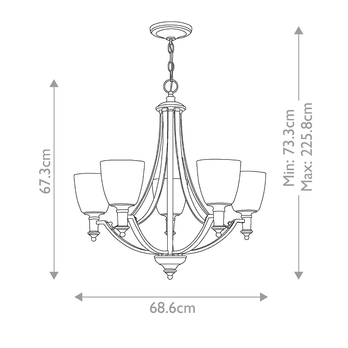 Hinkley Truman Antique Nickel Finish 5 Light Chandelier