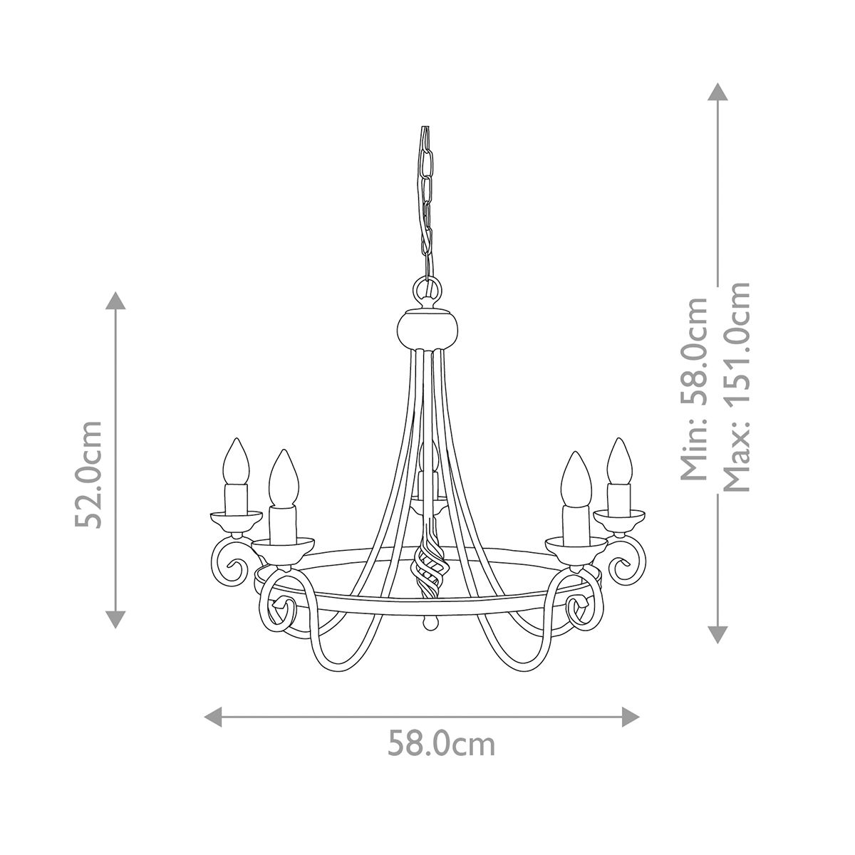 Elstead Harlech Black 5 Light Chandelier