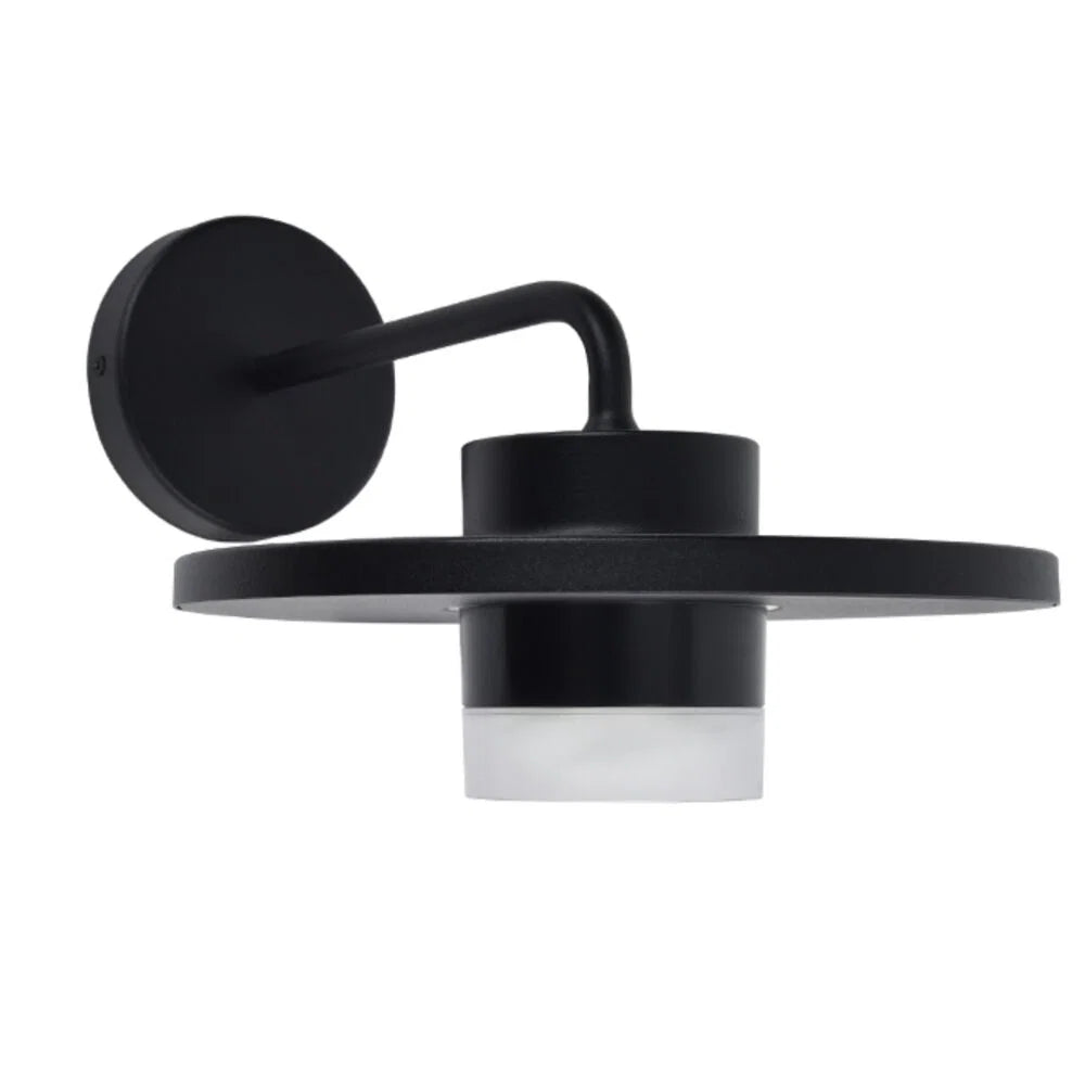 Lutec Plato LED Outdoor Wall Light – Black & Clear Glass (IP54)