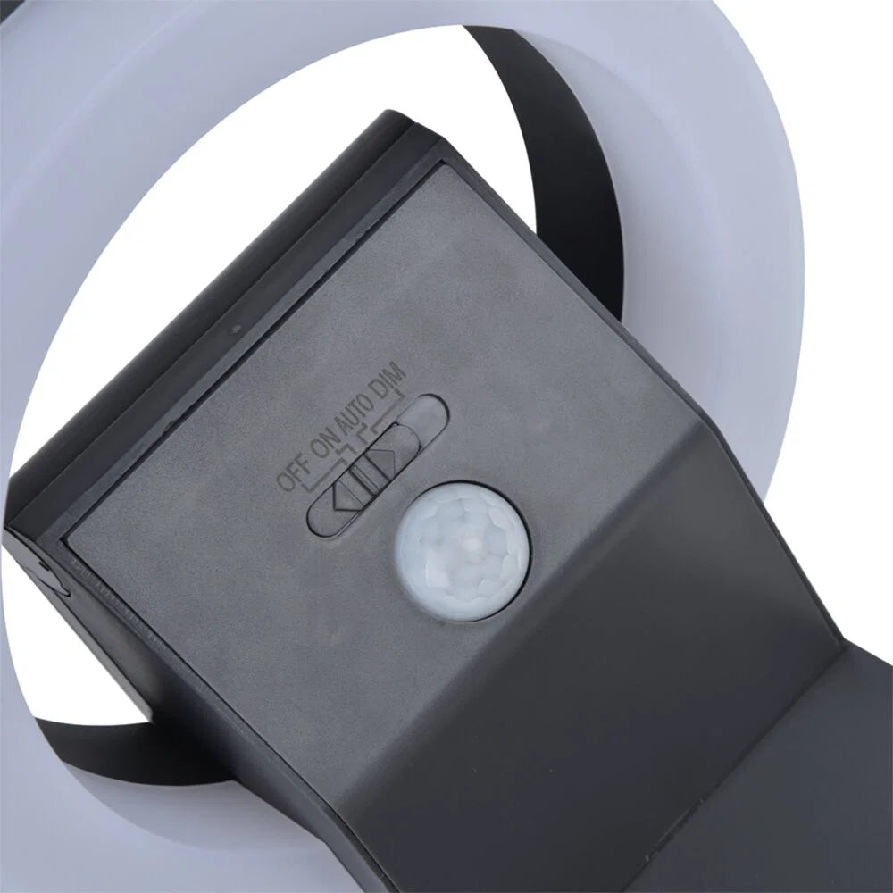 Lutec Runda PIR Outdoor LED Solar Bollard - Dark Grey