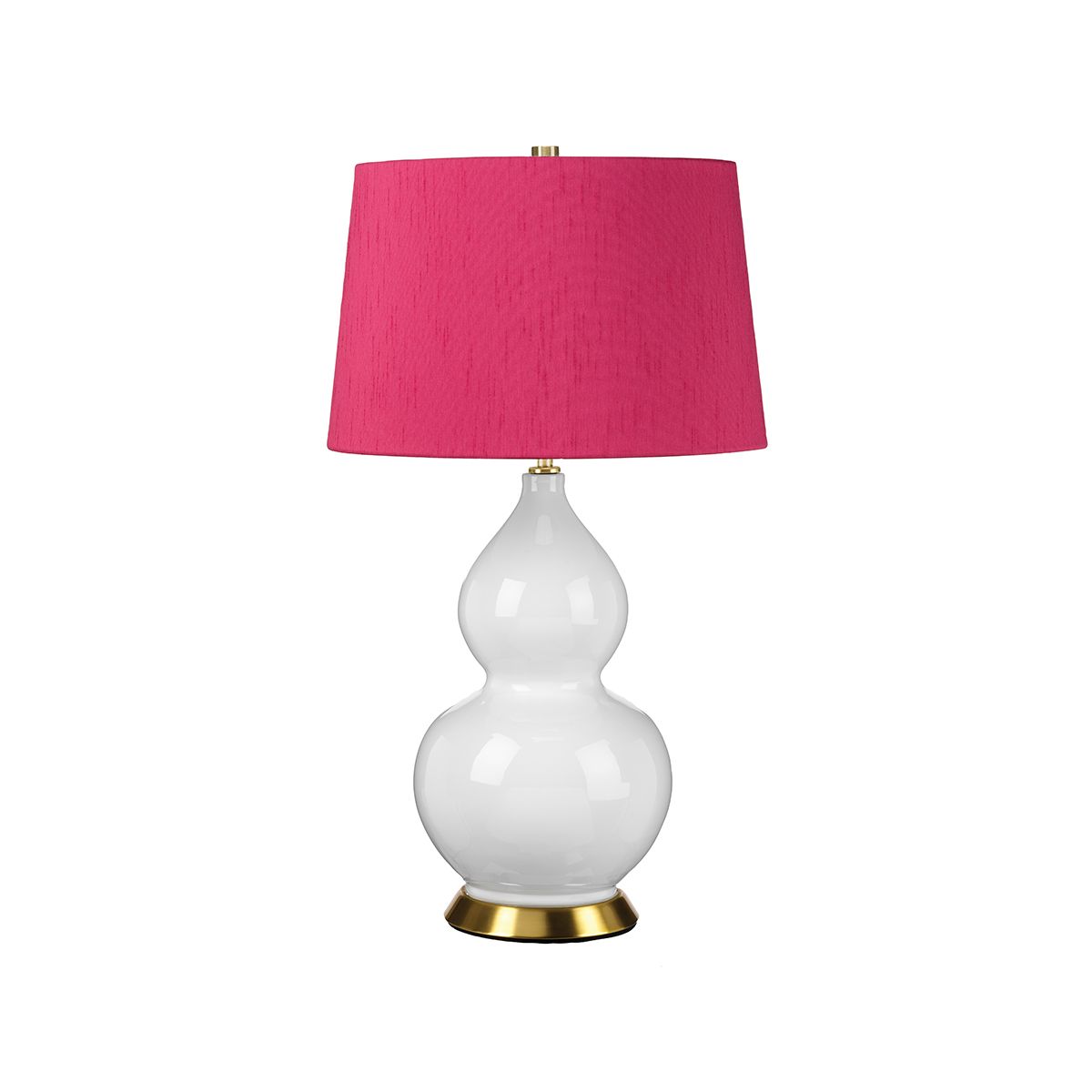 Isla White Ceramic Table Light with Cranberry Shade