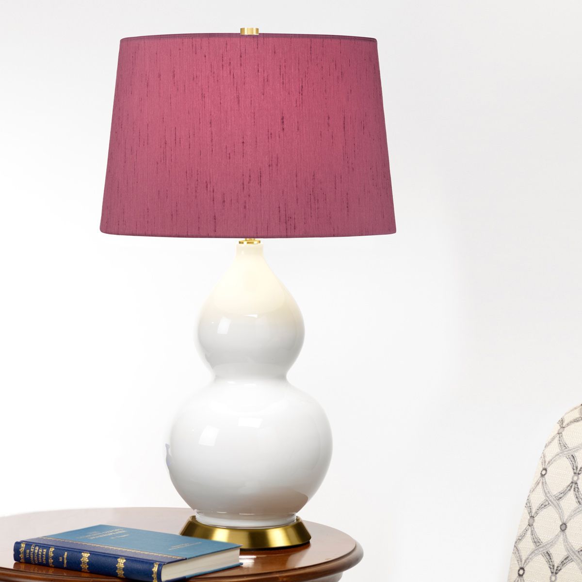 Isla White Ceramic Table Light with Purple Shade