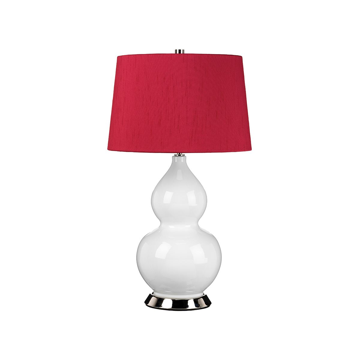 Isla White Ceramic Table Light with Red Shade