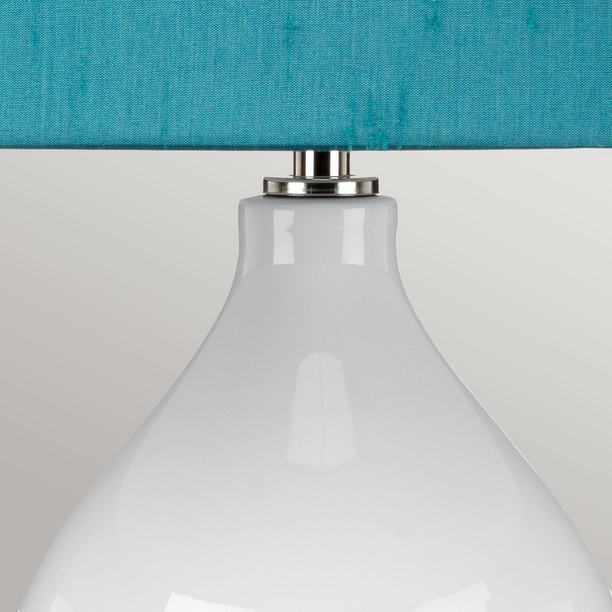 Isla White Ceramic Table Light with Teal Shade