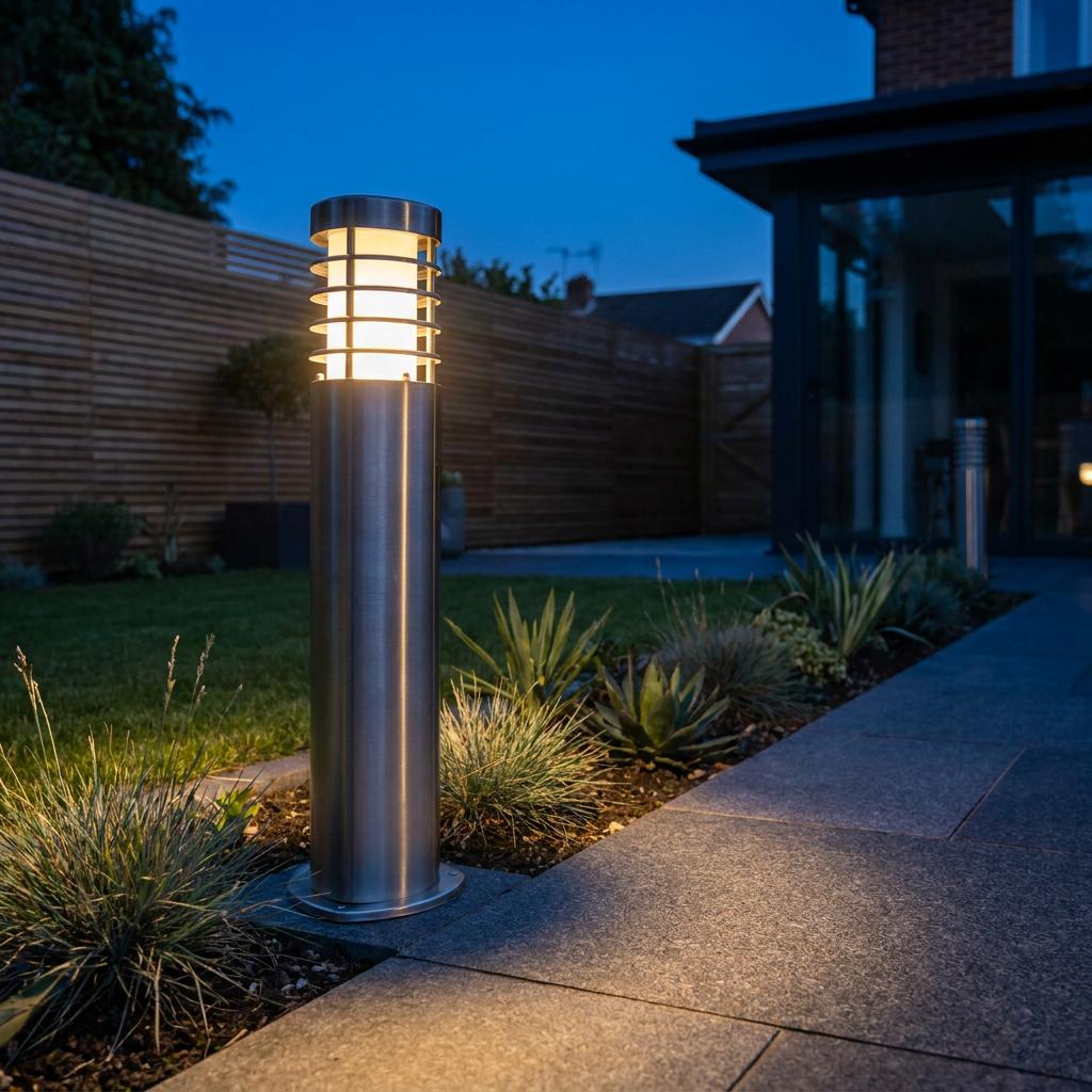 Bliss Silver Outdoor Bollard Post IP44 10.5W - Warm White