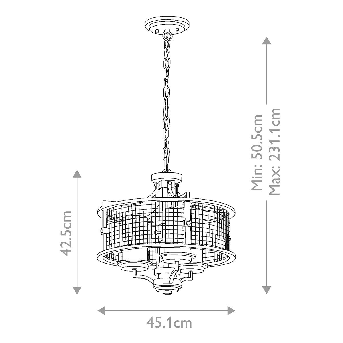Kichler Ahrendale 3 Light Duo-Mount Anvil Iron Chandelier
