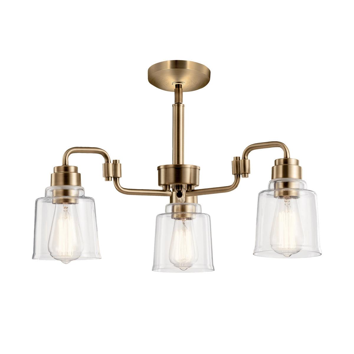 Kichler Avian 3 Light Brass Chandelier - Clear Glass Shades
