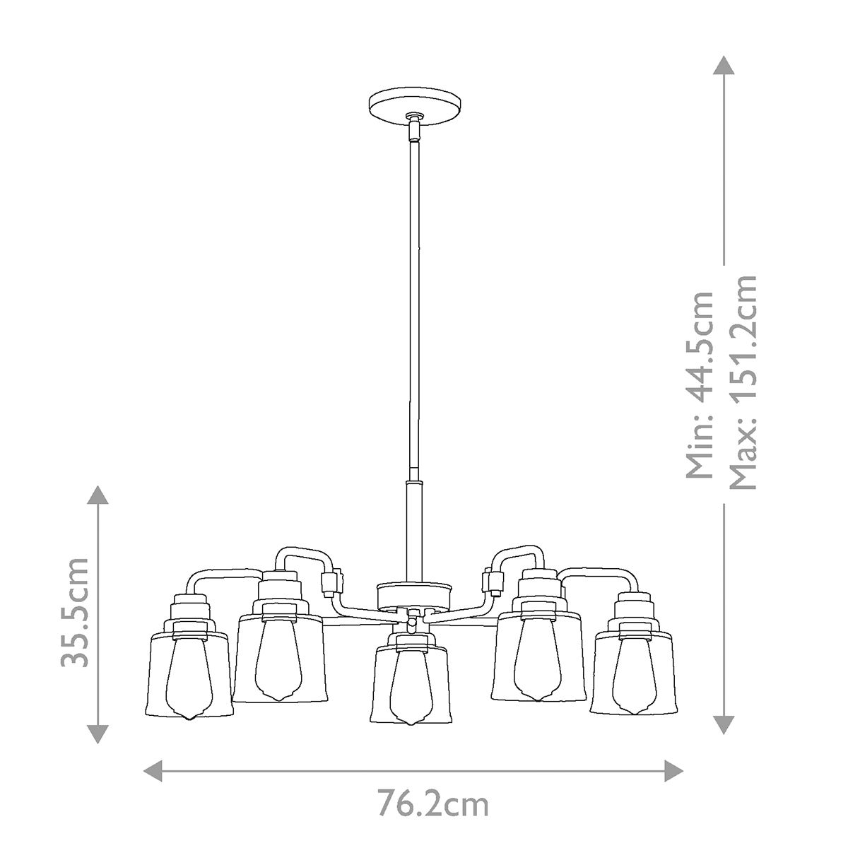 Kichler Avian 5 Light Brass Chandelier - Clear Glass Shades