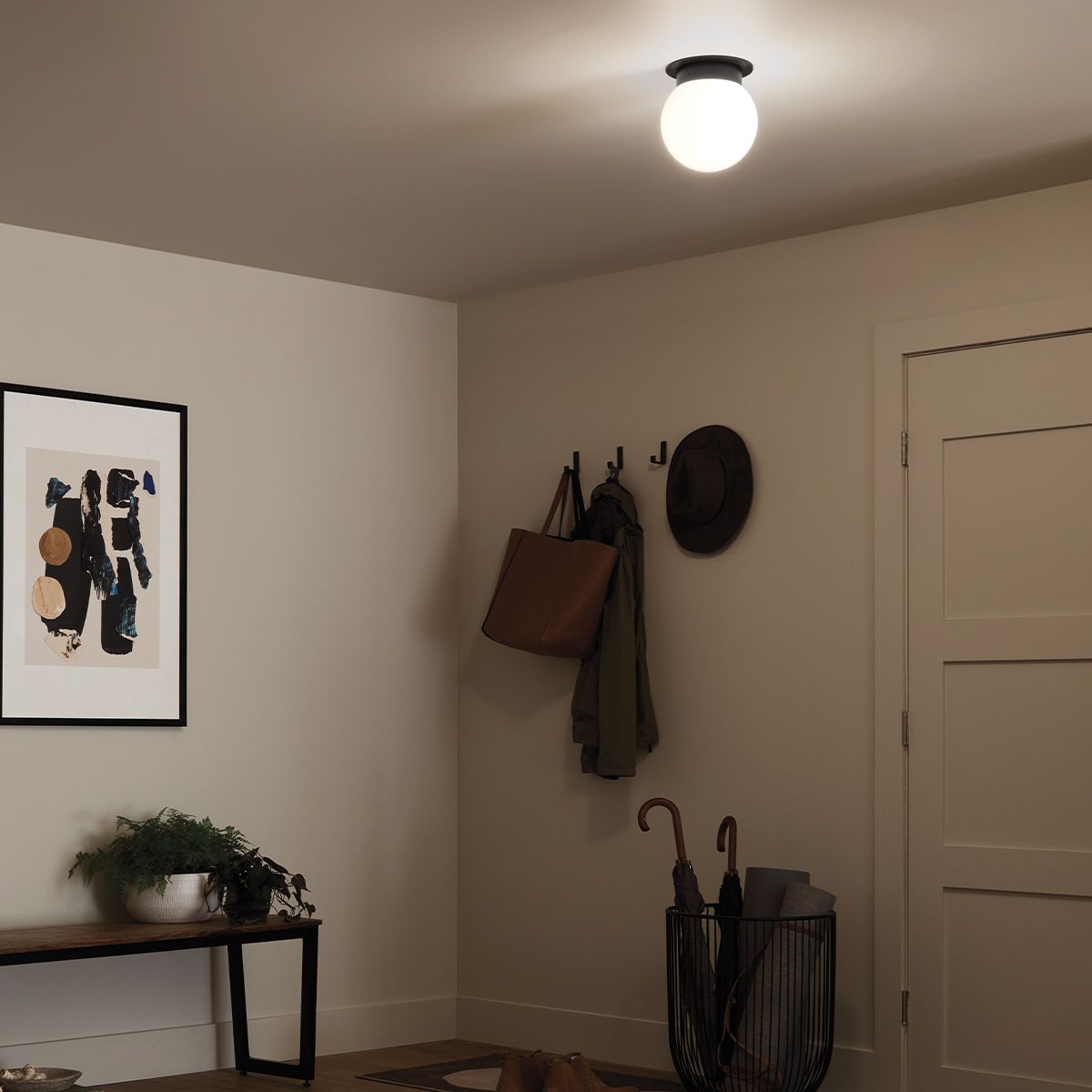 Albers Black Globe Flush Ceiling Light