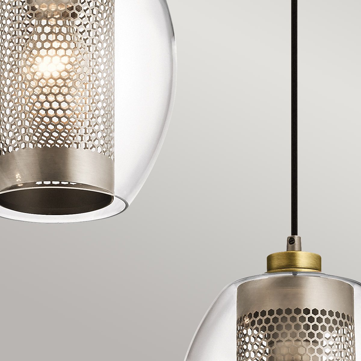 Asher 3 Light Pewter Ceiling Pendant Light Square Plate