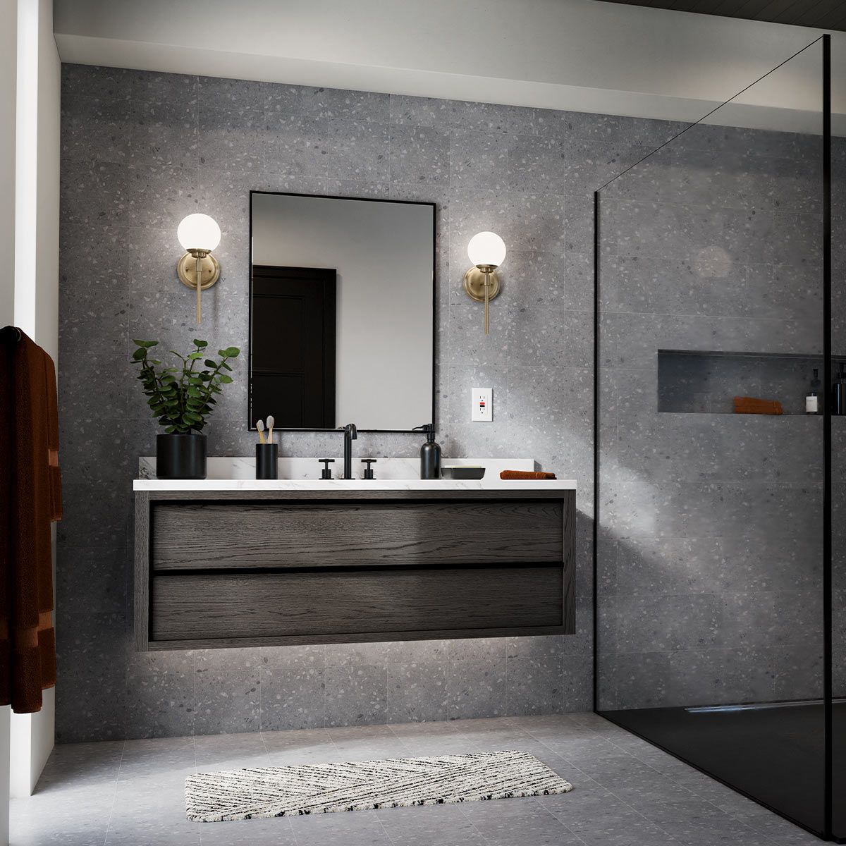 Benno Bronze Bathroom Wall Light