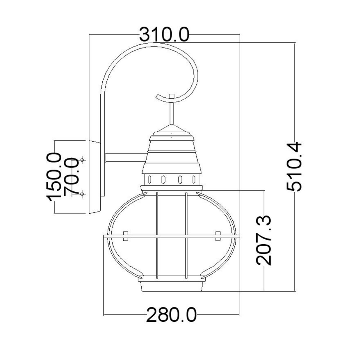 Kichler Bridgepoint 1 Light Large Brass Outdoor Wall Light