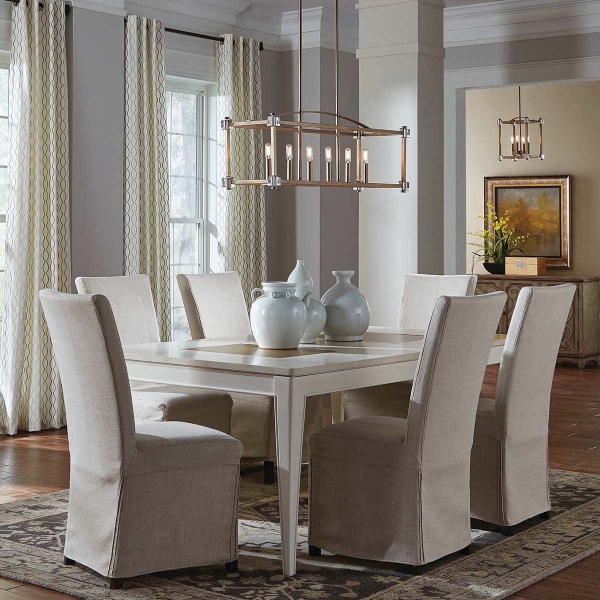 Kichler Cayden 6 Light Linear Brass Chandelier Ceiling