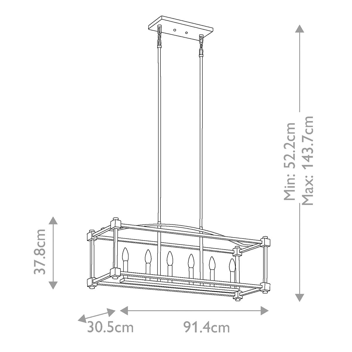Kichler Cayden 6 Light Linear Brass Chandelier Ceiling