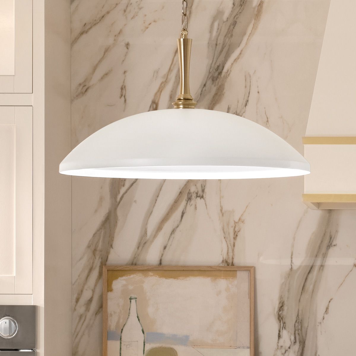 Kichler Delarosa White and Champagne Bronze Ceiling Pendant Light — close-up detail