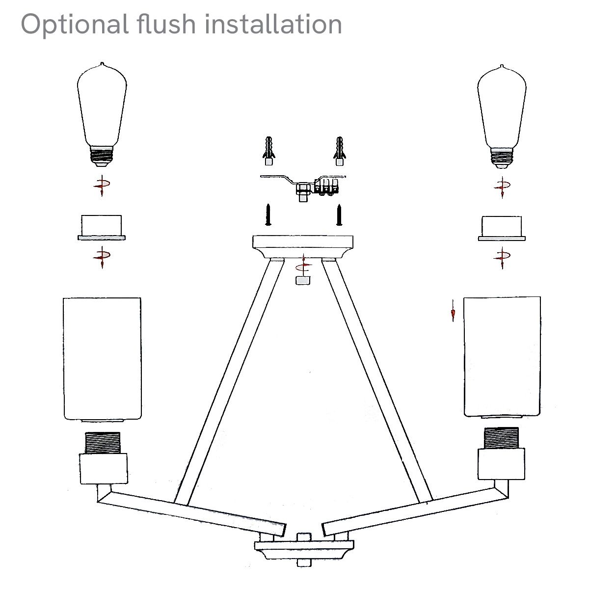 Deryn 3 Light Brass Chandelier