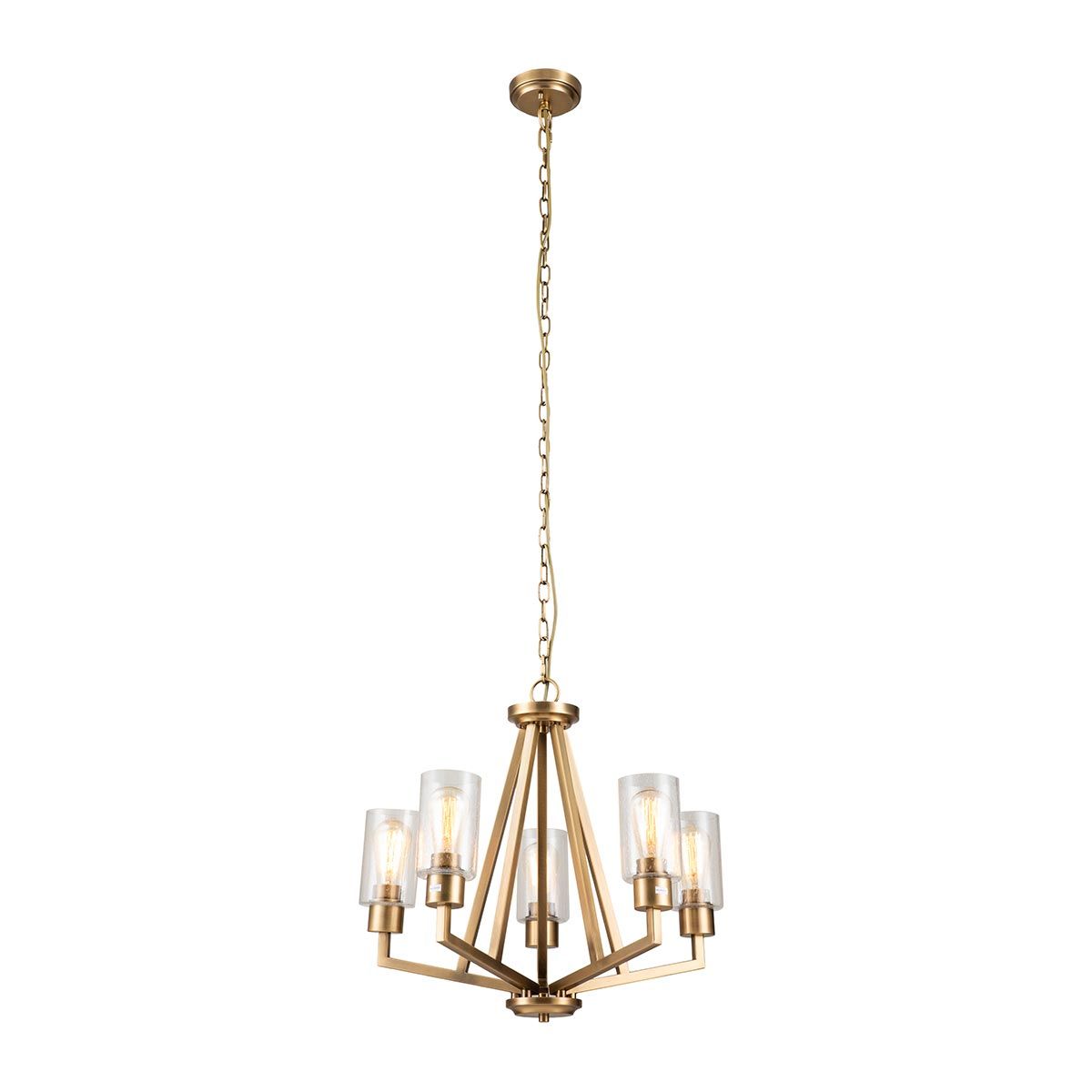 Deryn 5 Light Brass Chandelier-warehouse-clearance-270826