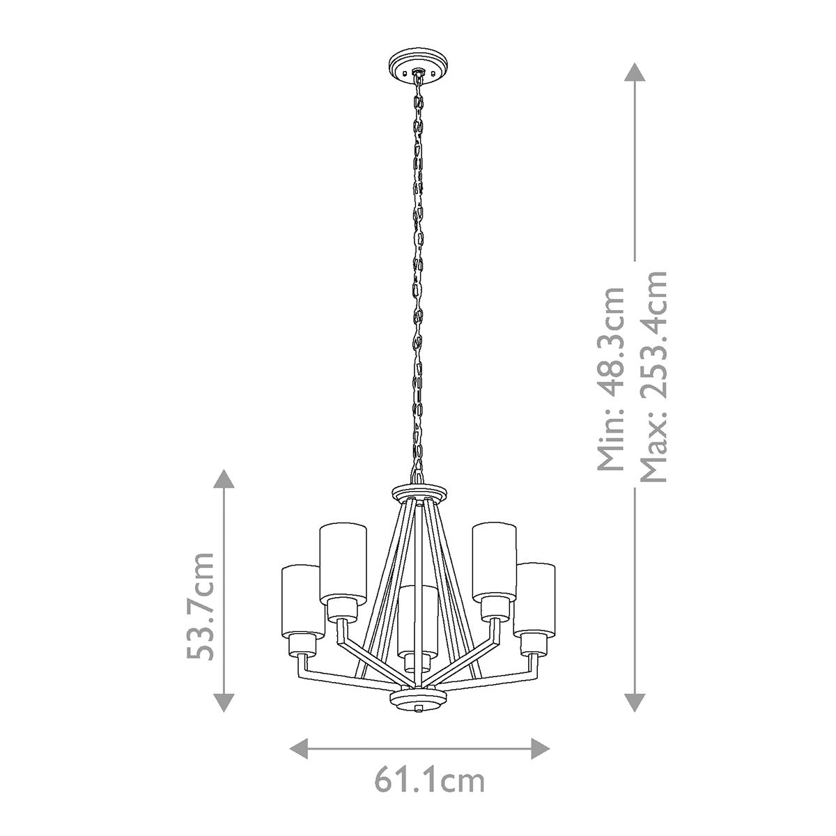 Deryn 5 Light Brass Chandelier-warehouse-clearance-270826