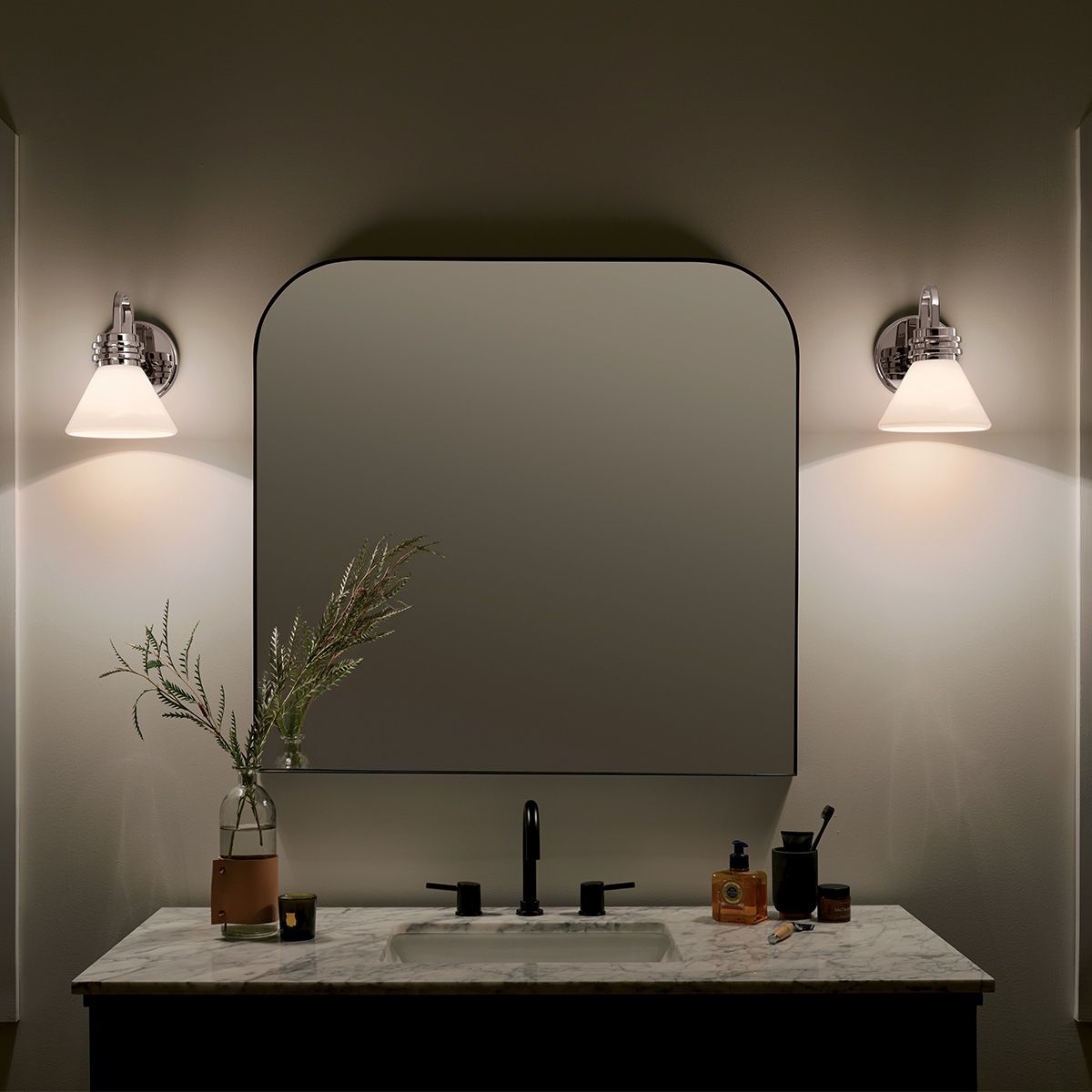 Kichler Farum Black with Polished Chrome Wall Light