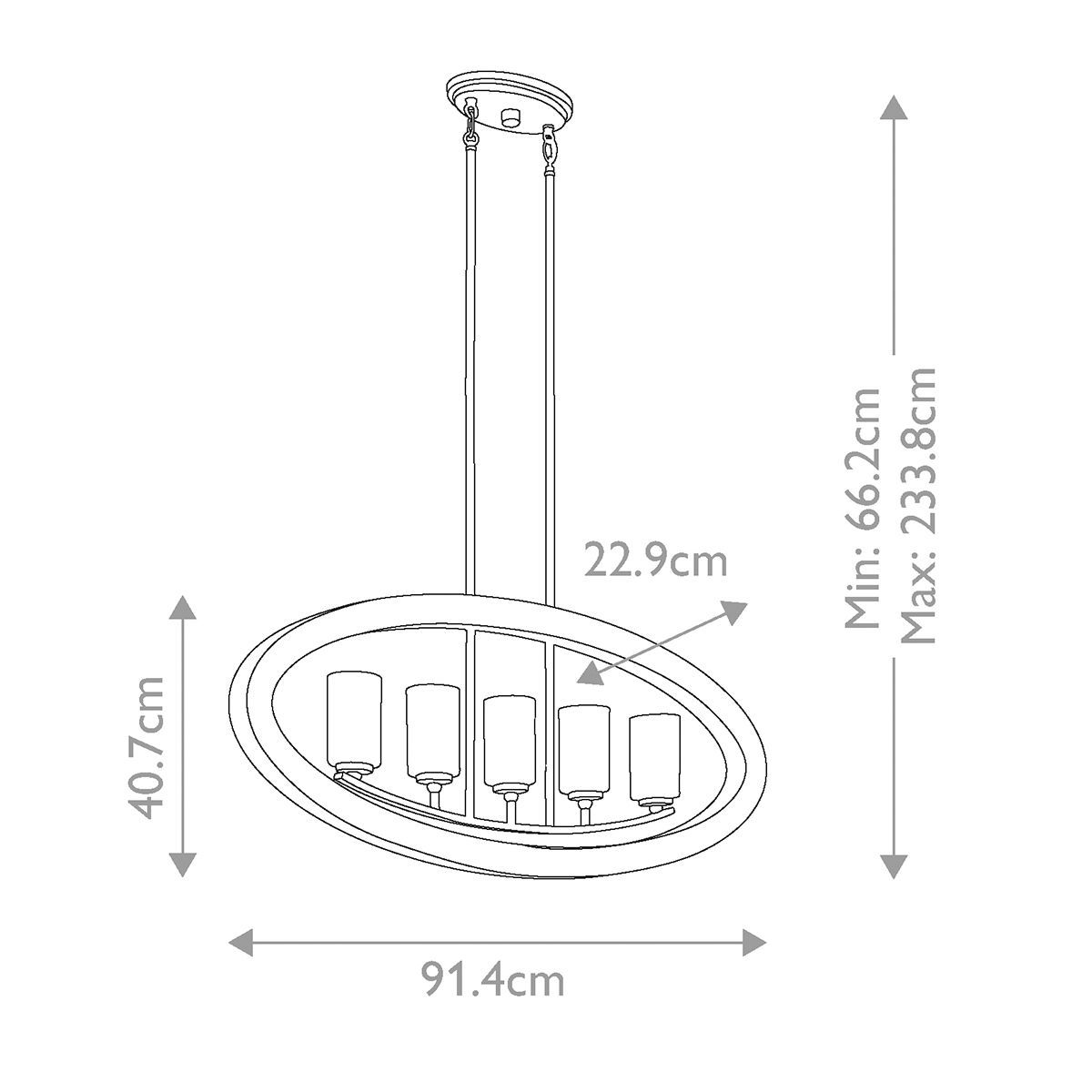 Grand Bank 5 Light Grey Chandelier