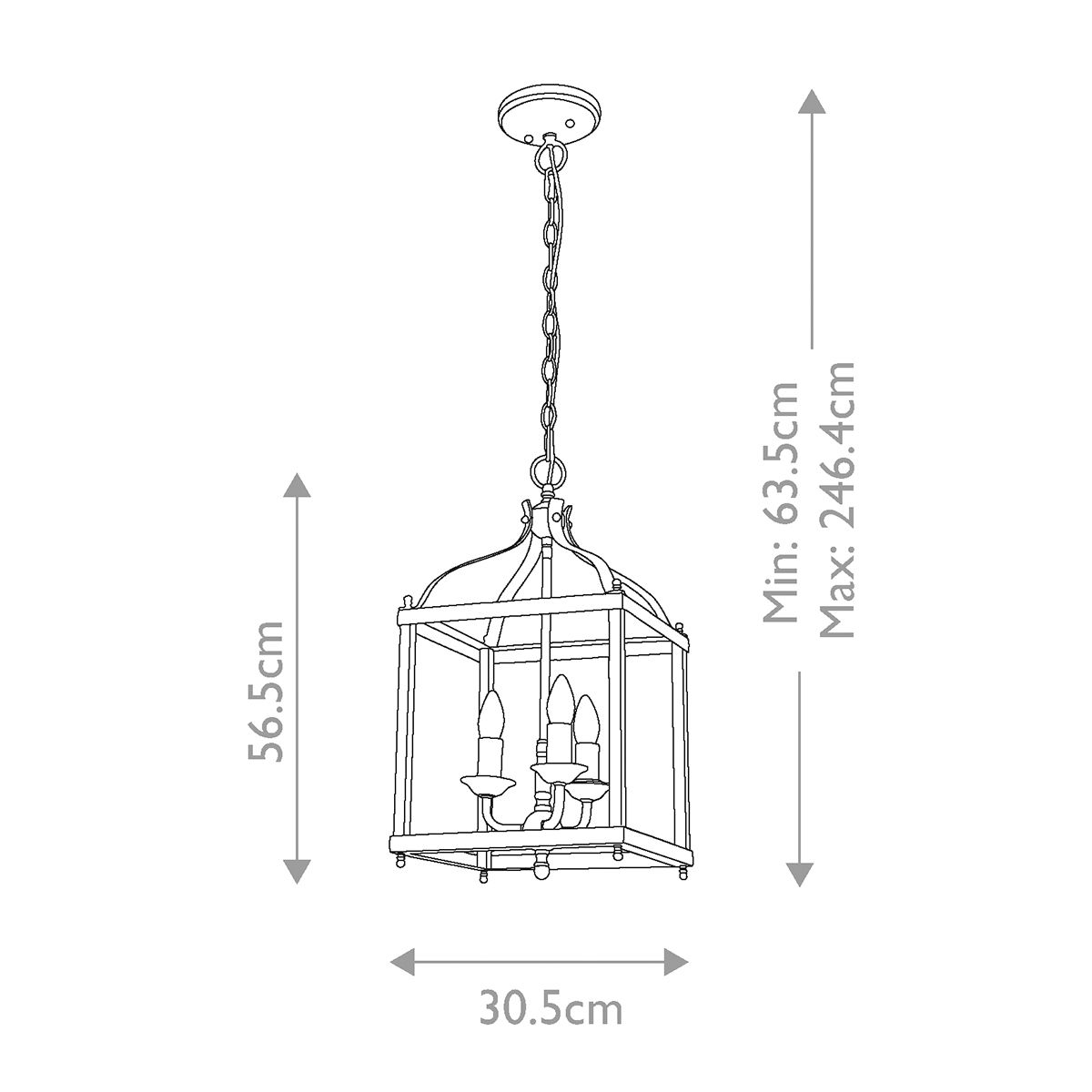 Kichler Larkin Medium 3 Light Nickel Ceiling Lantern