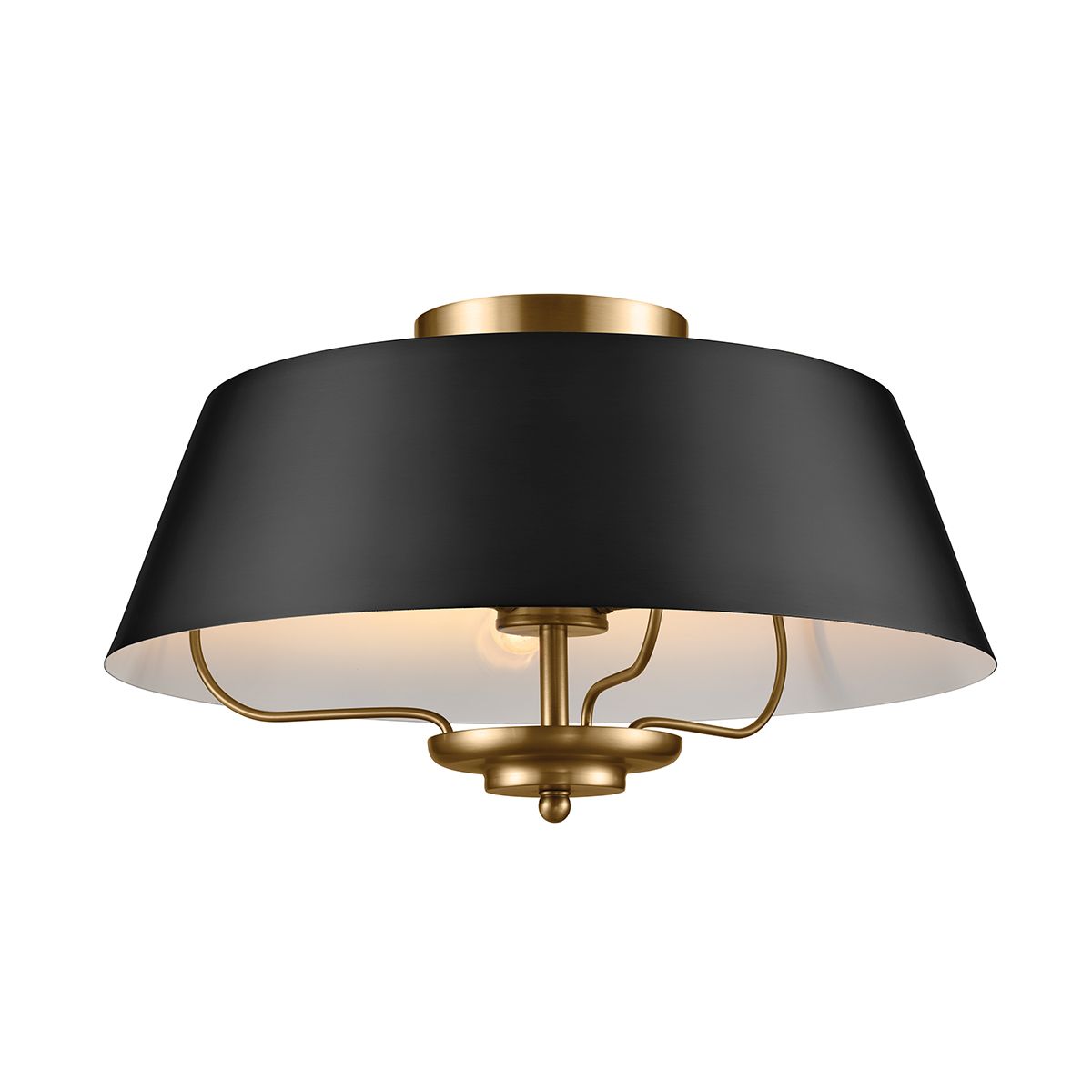 Luella 3 Light Duo Mount Black and Brass Pendant or Flush Ceiling Light