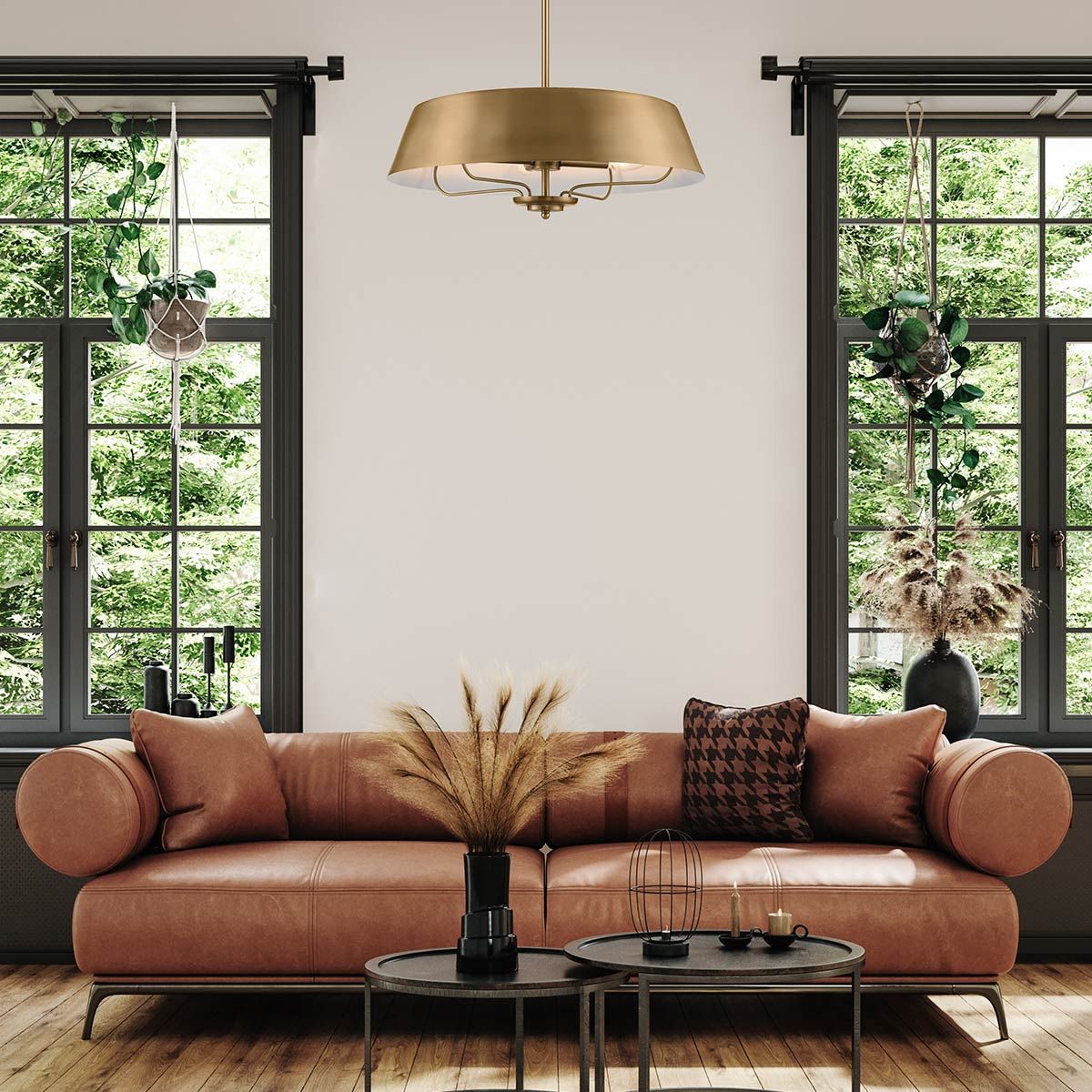 Luella 4 Light Duo Mount Brass Pendant or Flush Ceiling Light