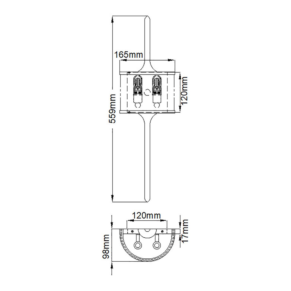 Kichler Mona 2 Light Small Natural Brass Bathroom Wall Light-WAREHOUSE-40-260626