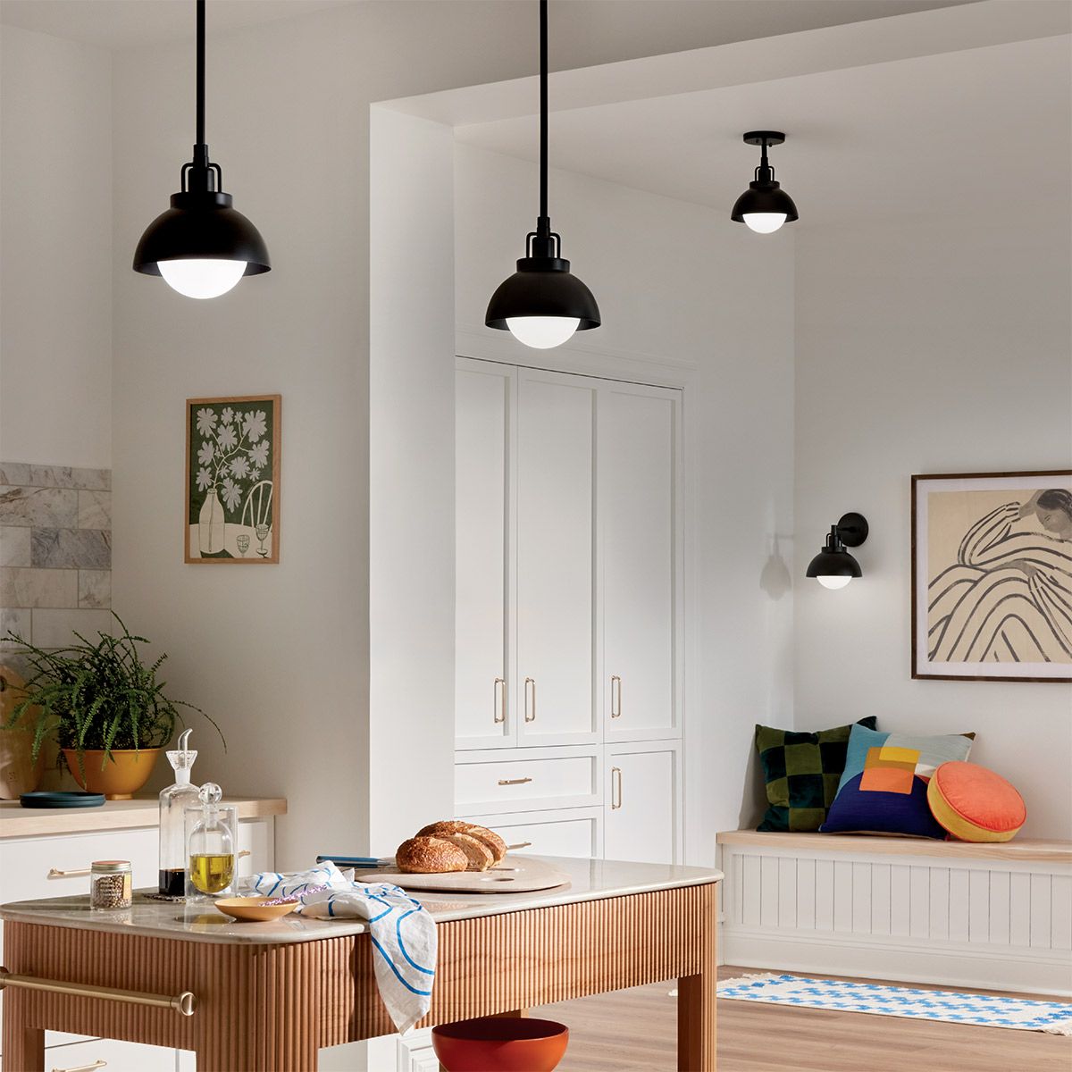 Kichler Niva Black Trio Mount, Pendant, Semi-flush or Wall