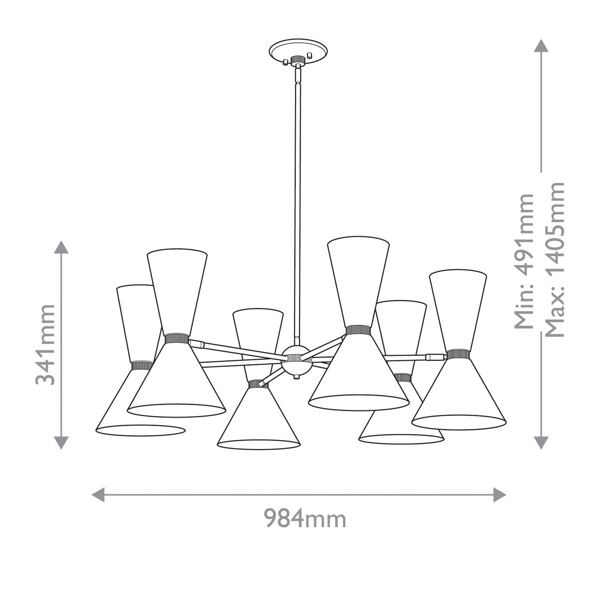 Kichler Phix 6 arm 12 light up and down Chandelier